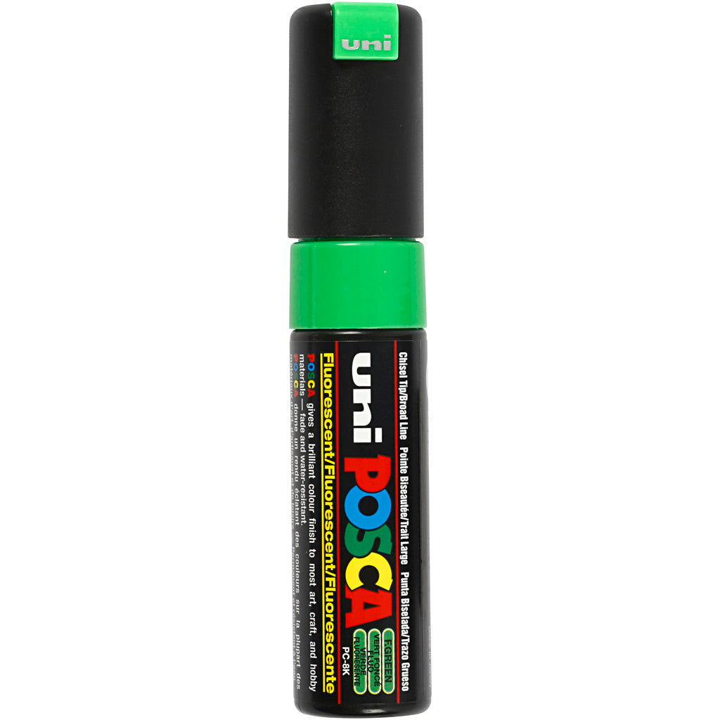 Uni-posca posca marker, afm pc-8k, lijndikte 8 mm, breed, fluo groen, 1 stuk