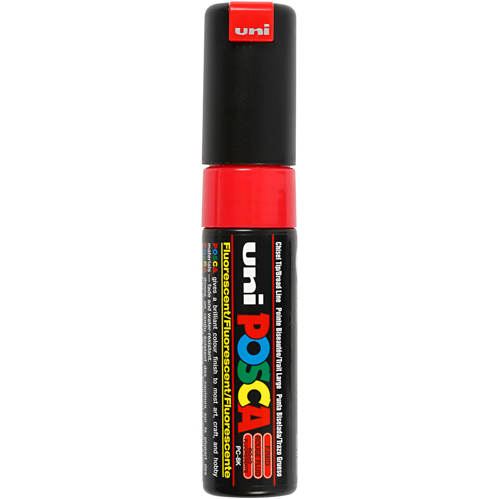 Uni-posca posca marker, afm pc-8k, lijndikte 8 mm, breed, fluo red, 1 stuk