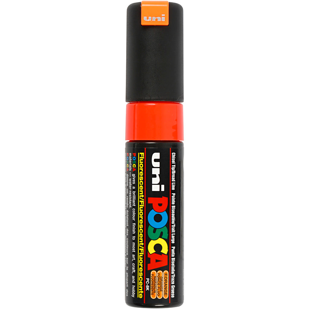 Uni-posca posca marker, afm pc-8k, lijndikte 8 mm, breed, fluo oranje, 1 stuk