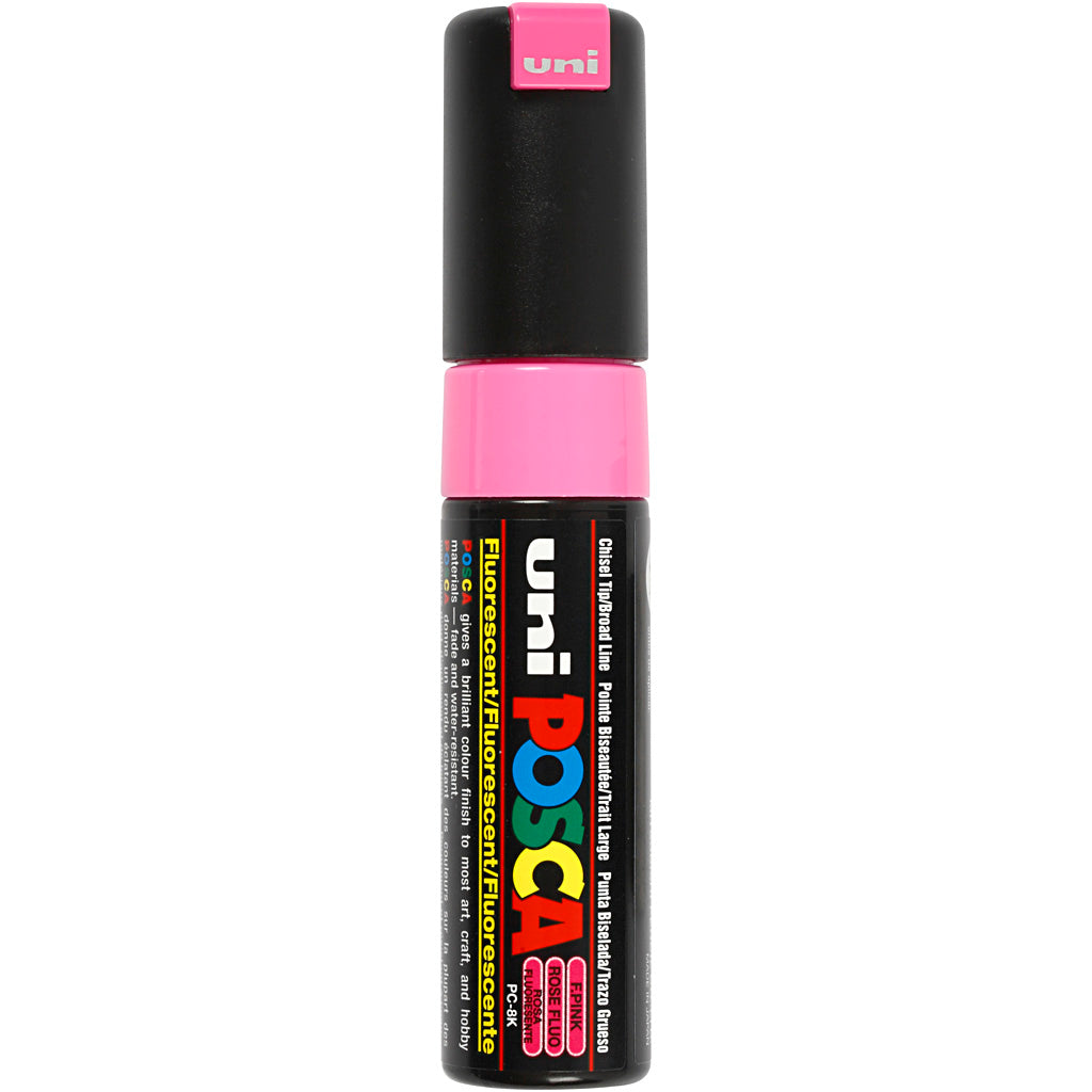 Uni-posca posca marker, afm pc-8k, lijndikte 8 mm, breed, fluo roze, 1 stuk