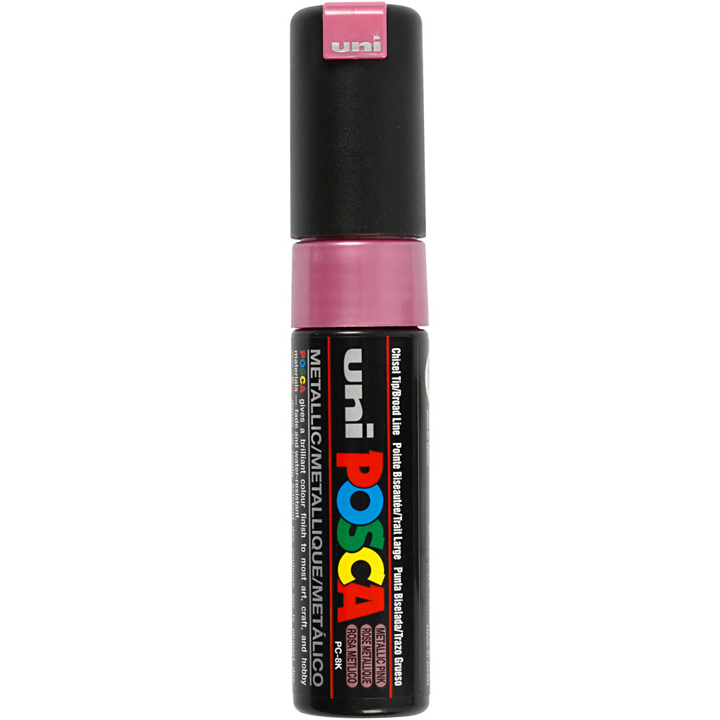 Uni-posca posca marker, afm pc-8k, lijndikte 8 mm, breed, metallic roze, 1 stuk