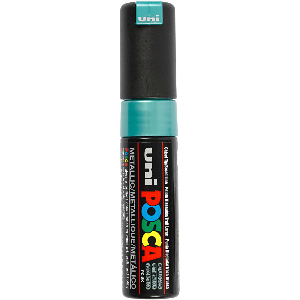 Uni-posca posca marker, afm pc-8k, lijndikte 8 mm, breed, groen metallic, 1 stuk
