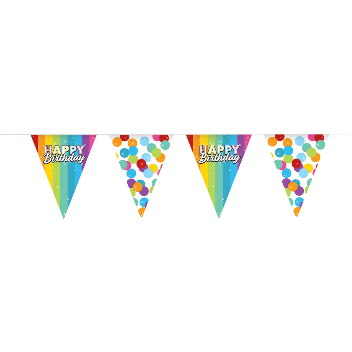 Folat bv vlaggenlijn rainbow happy birthday, 6mtr.