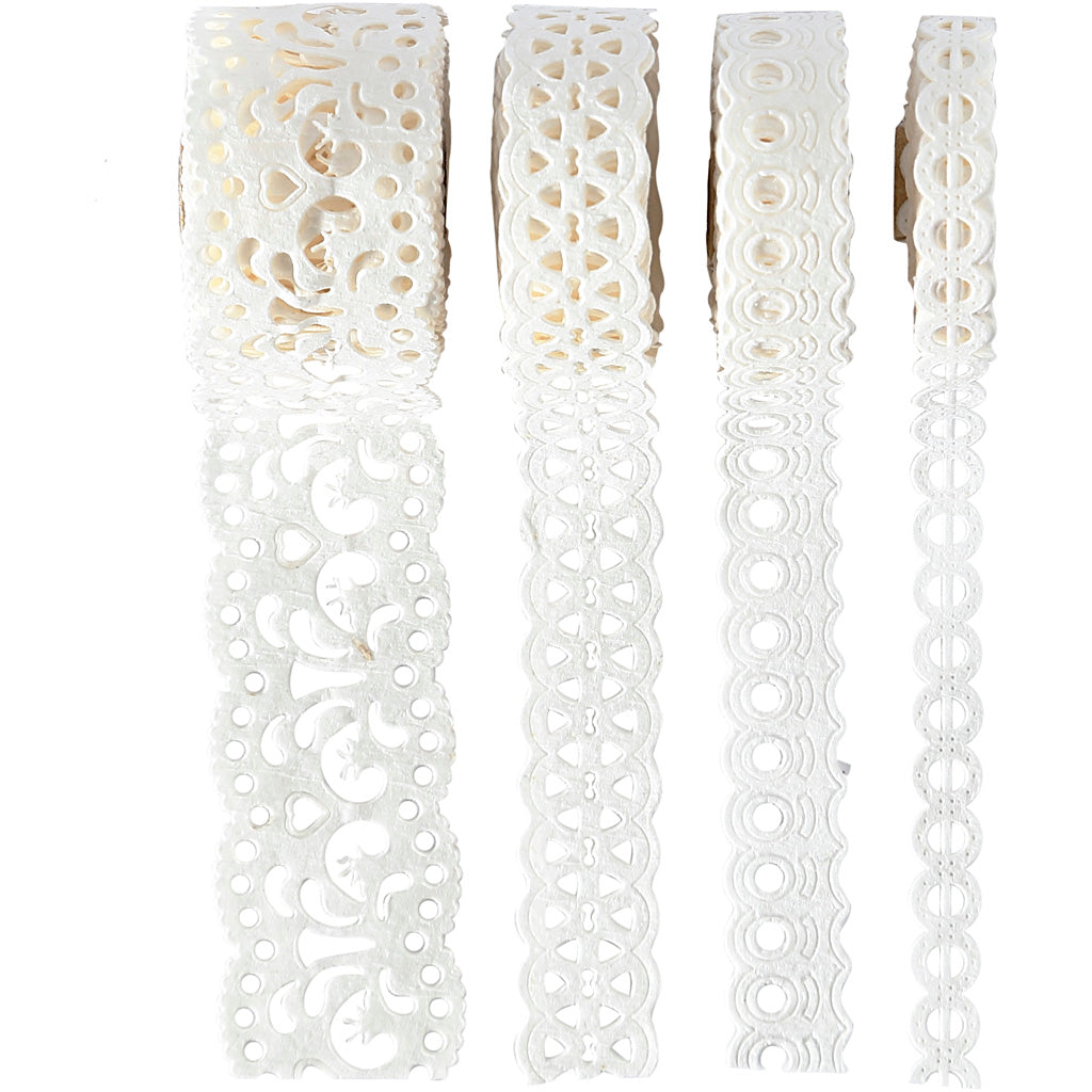 Creativ company paper lace borders, b: 8-23 mm, wit, 4x2 m 1 doos