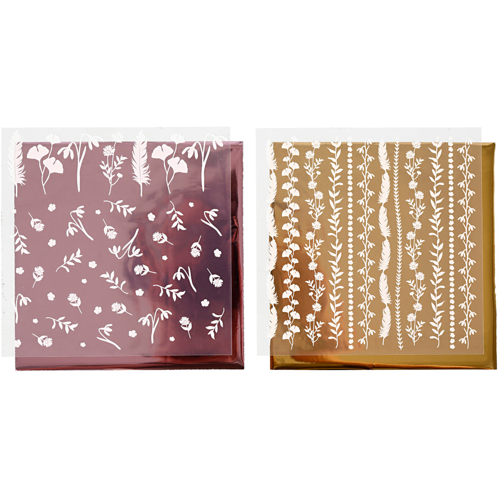 Creativ company deco folie en transfervel, vel 15x15 cm, 2x2 vel 1 doos