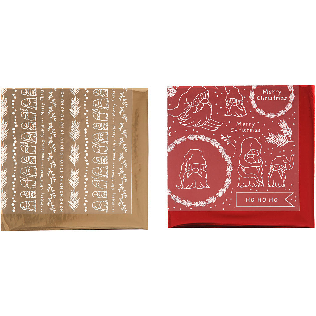 Creativ company deco folie en transfervel, traditionele kerst, vel 15x15 cm, goud, rood, 2x2 vel 1 doos