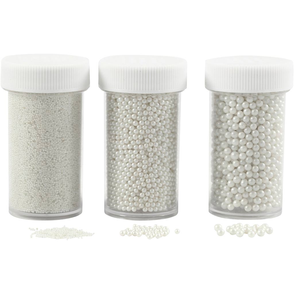 Creativ company mini stenen van glas, afm 0,6-0,8+1,5-2+3 mm, parelmoer, 3x45 gr 1 doos