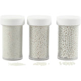 Creativ company mini stenen van glas, afm 0,6-0,8+1,5-2+3 mm, parelmoer, 3x45 gr 1 doos
