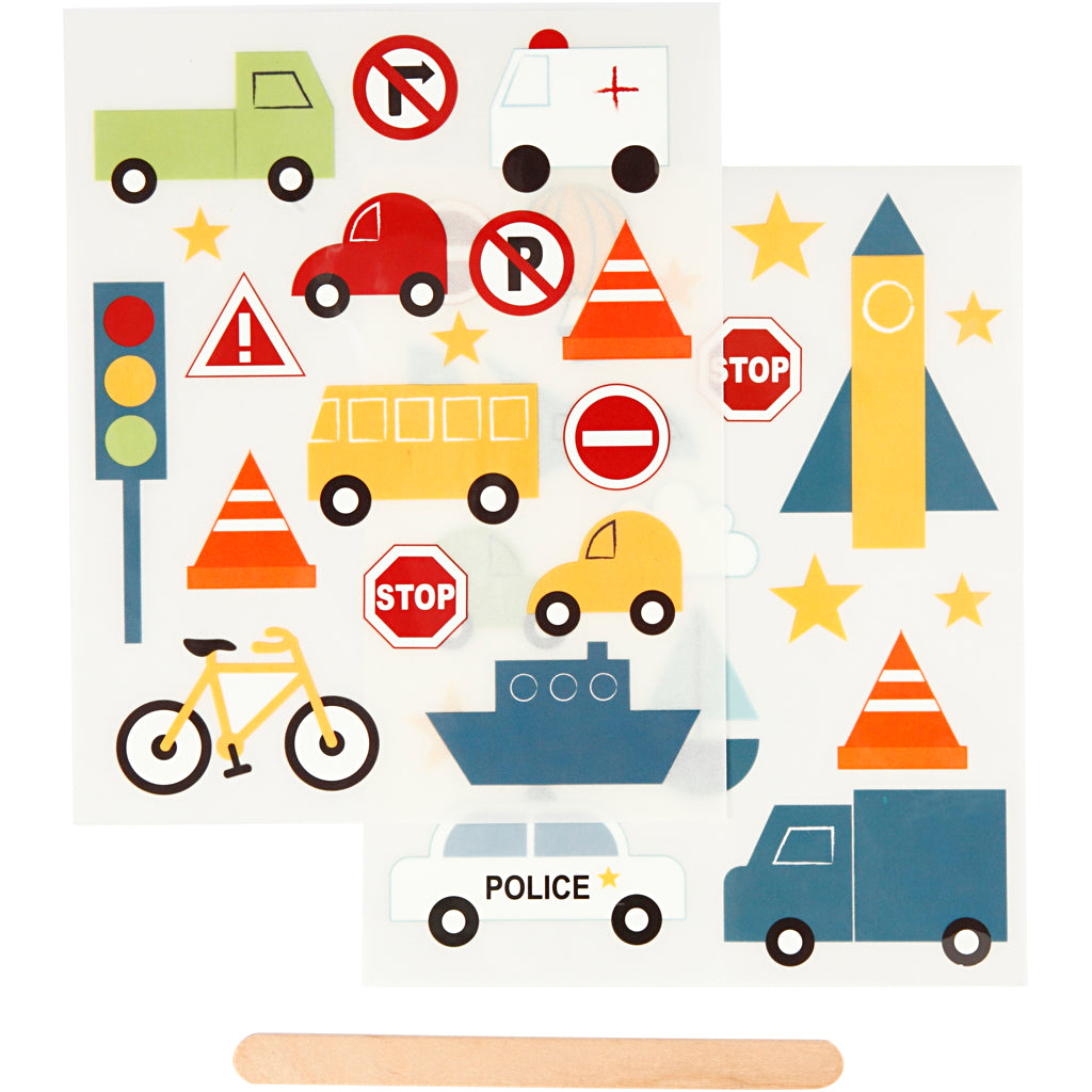 Creativ company rub-on stickers, transport, vel 12,2x15,3 cm, 1 doos