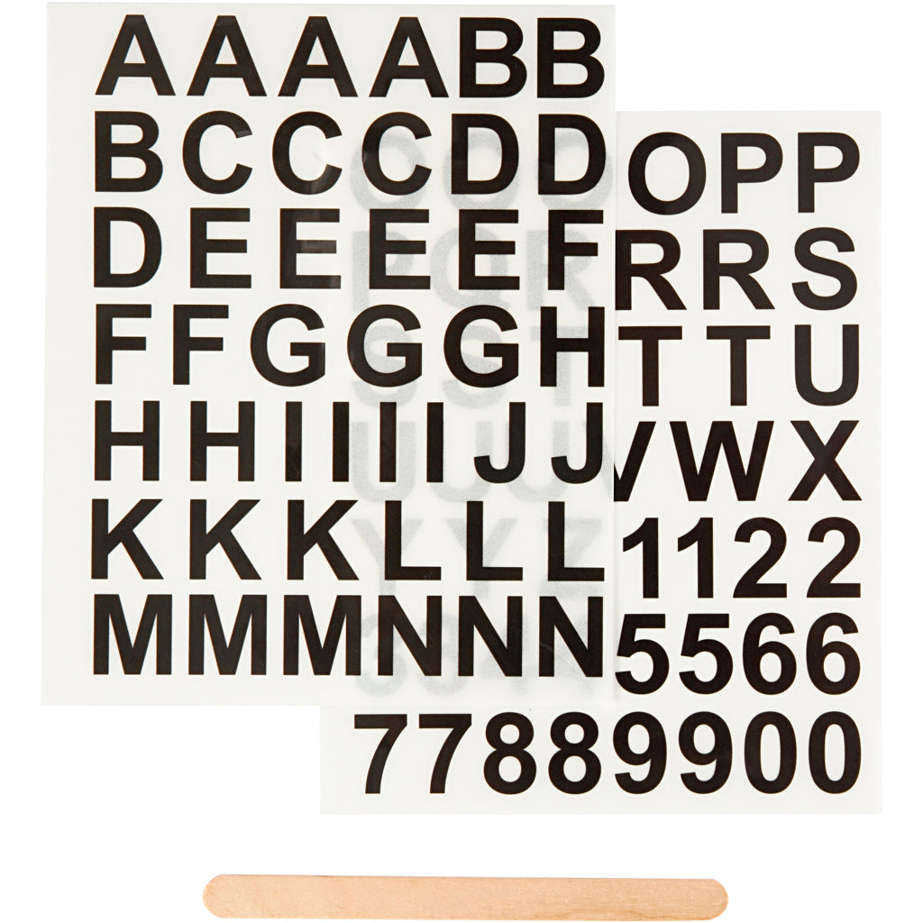 Creativ company rub-on stickers, letters en cijfers, h: 17 mm, b: 17 mm, vel 12,2x15,3 cm, zwart, 1 doos