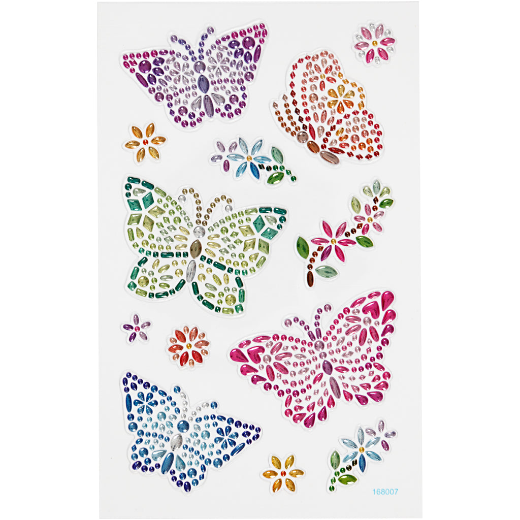 Creativ company diamond stickers, vlinders, vel 10x16 cm, 1 vel