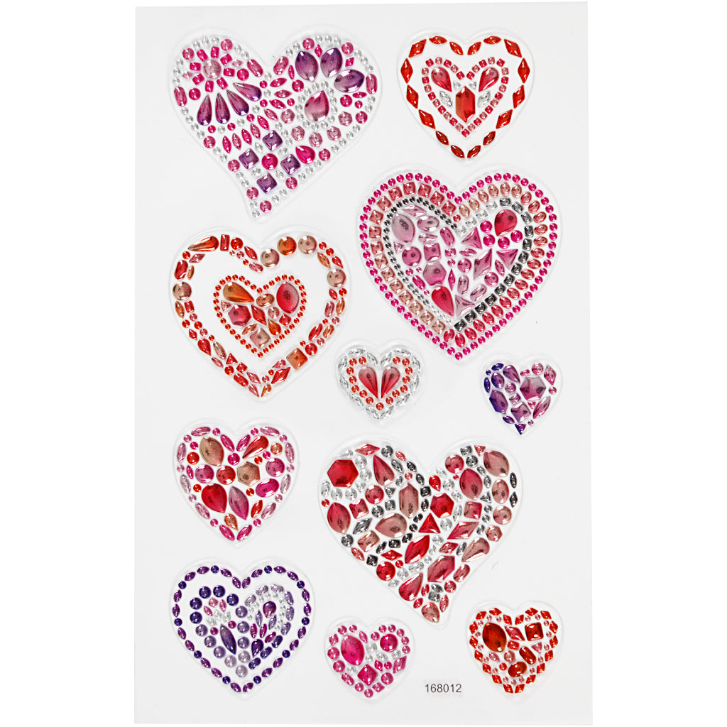Creativ company diamond stickers, harten, vel 10x16 cm, 1 vel