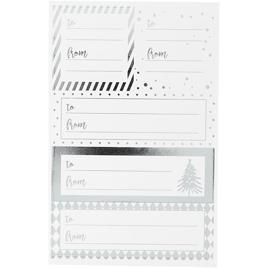 Vivi gade stickers, vel 9x14 cm, afm 42x39+84x29 mm, zilver, wit, 4 vel 1 doos