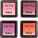 Creativ company stempelinkt, h: 2 cm, afm 3,5x3,5 cm, peach, roze, lichtroze, donkerroze, 4 stuk 1 doos