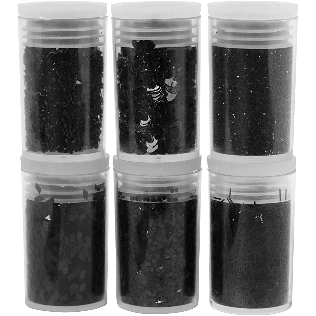 Creativ company glitter en pailletten, zwart, 6x5 gr 1 doos