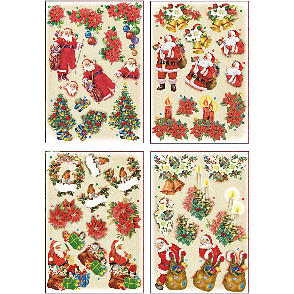 Creativ company 3d vellen, kerst, vel 21x30 cm, 4 vel 1 doos