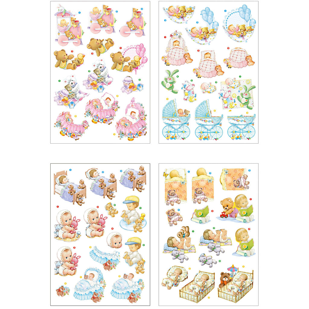 Creativ company 3d vellen, baby, vel 21x30 cm, 4 vel 1 doos