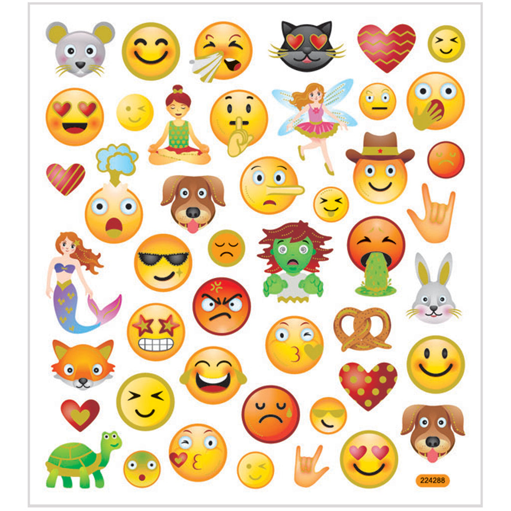 Creativ company stickers, emojis, vel 15x16,5 cm, 1 vel
