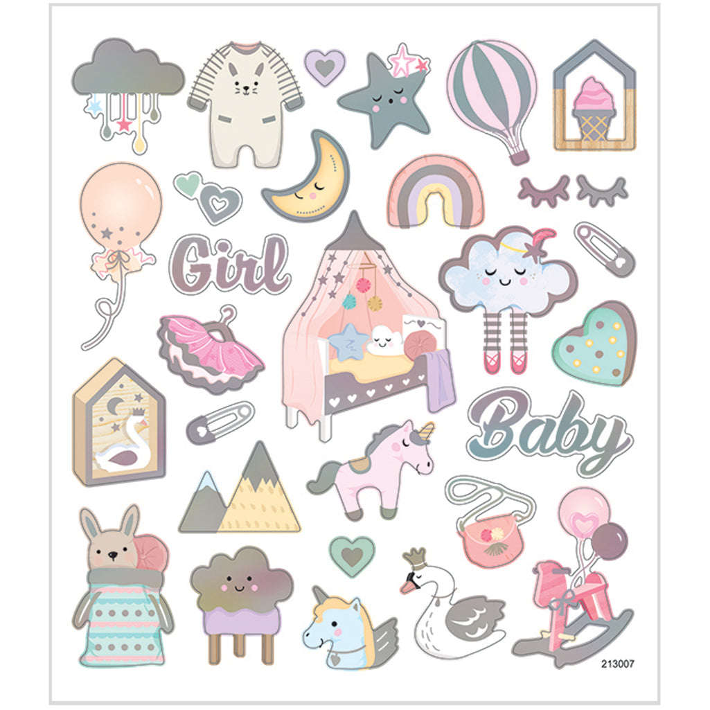 Creativ company stickers, baby girl, vel 15x16,5 cm, ca. 30 stuk, 1 vel
