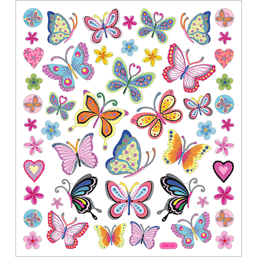 Creativ company stickers, bloemen en vlinders, vel 15x16,5 cm, ca. 21 stuk, 1 vel