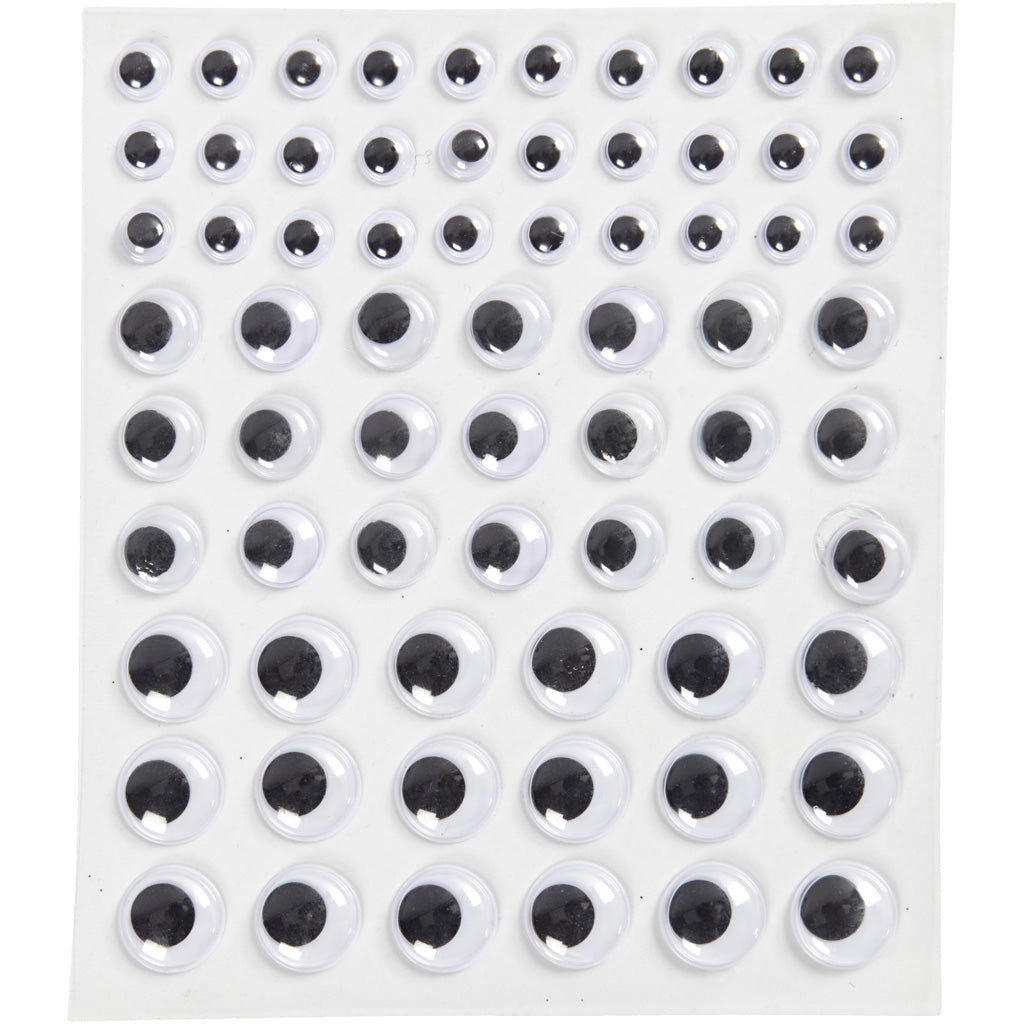 Creativ company wiebelogen, zelfklevend, d 8+12+14 mm, wit, 69 stuk, 1 vel