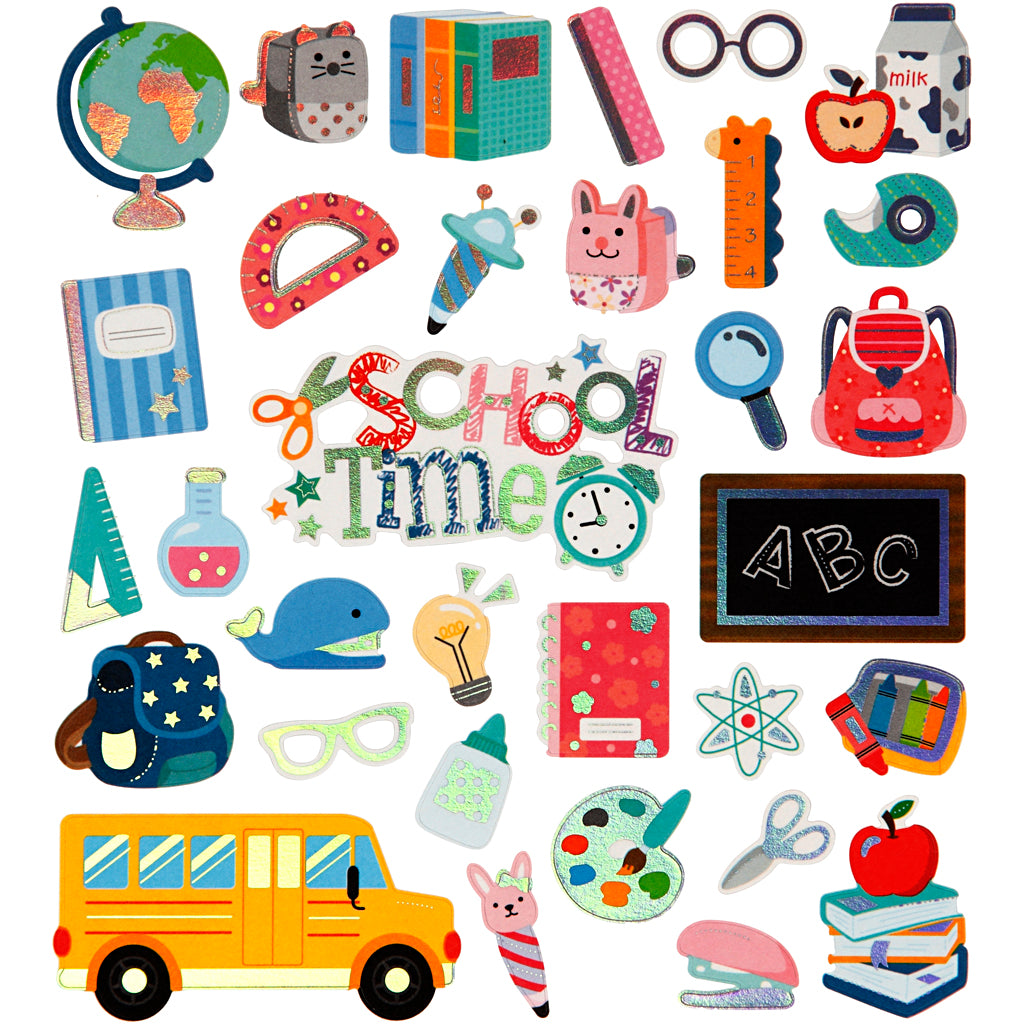 Creativ company stickers, terug naar school, vel 15x16,5 cm, ca. 32 stuk, 1 vel