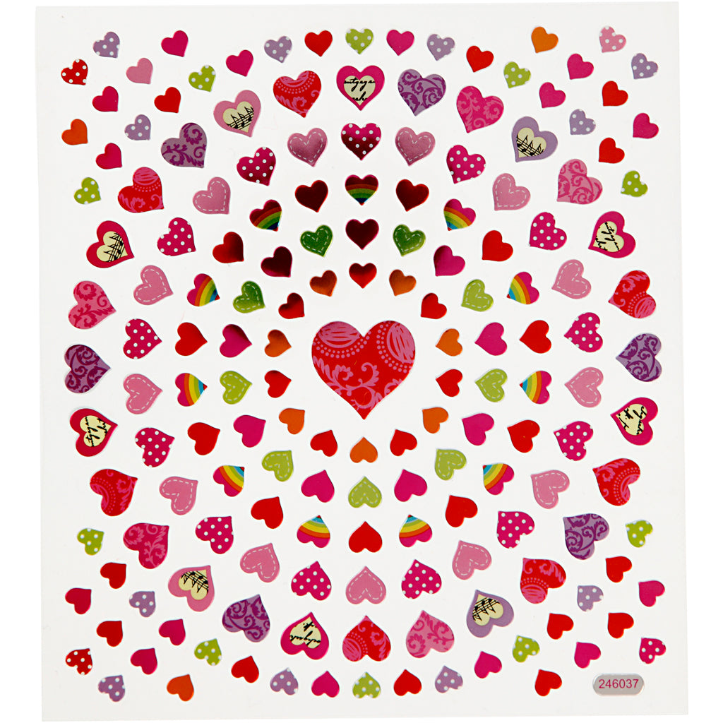 Creativ company stickers, kleine harten, vel 15x16,5 cm, ca. 108 stuk, 1 vel