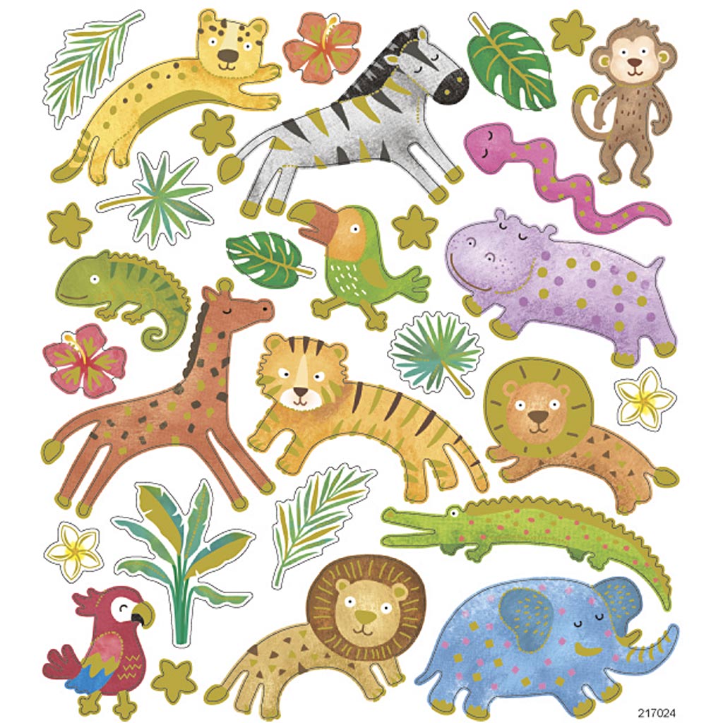 Creativ company stickers, wilde dieren, vel 15x16,5 cm, 1 vel