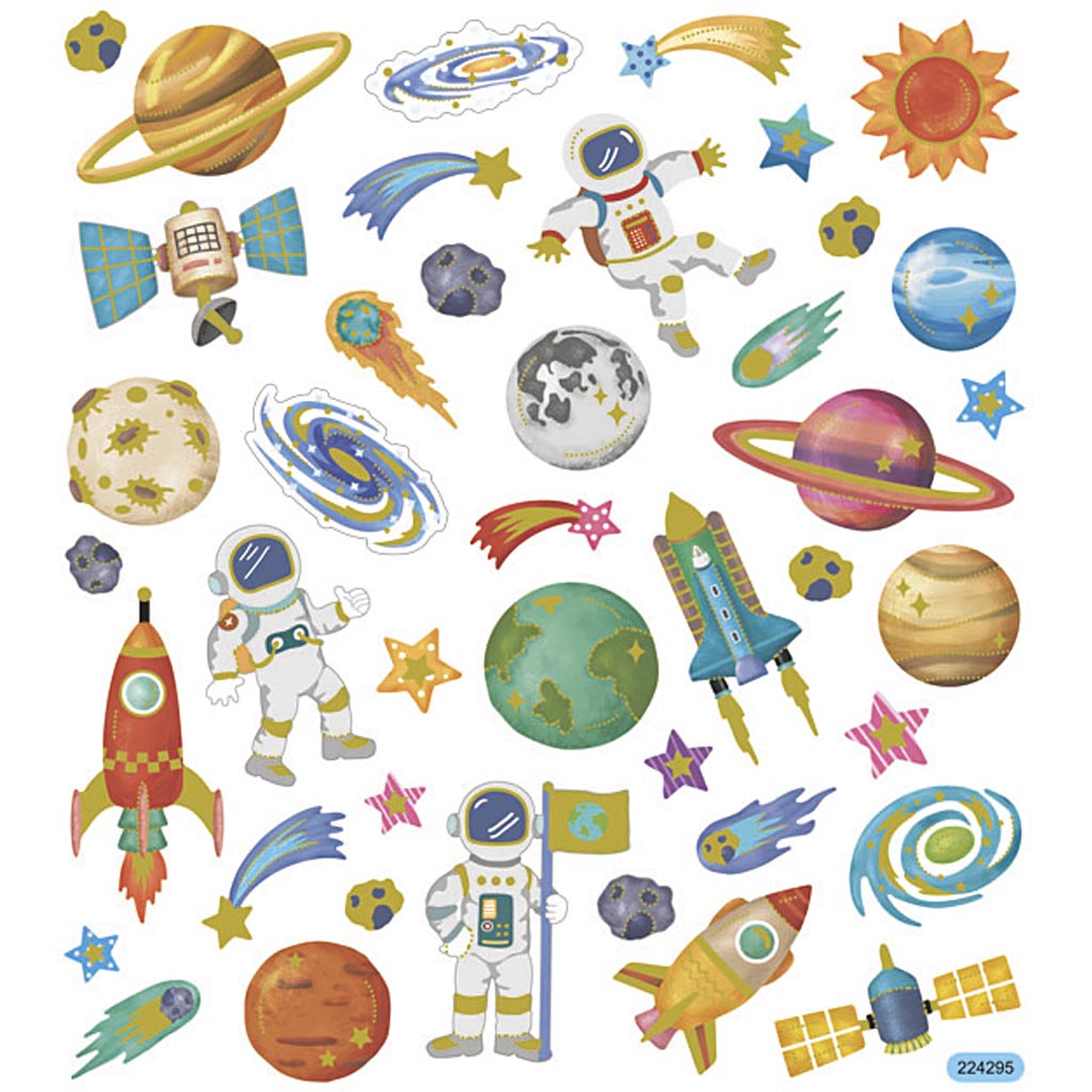 Creativ company stickers, ruimte, vel 15x16,5 cm, ca. 41 stuk, 1 vel