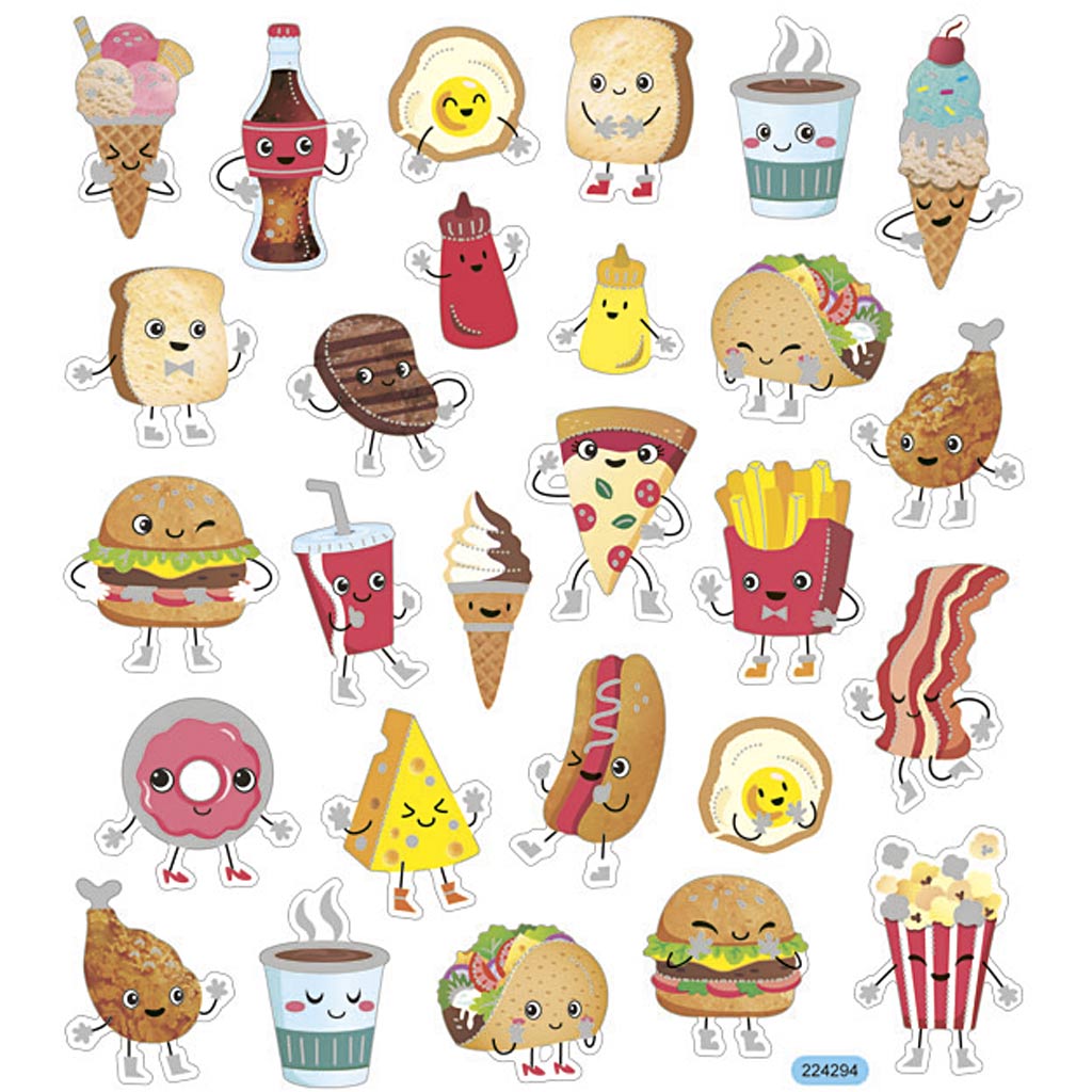 Creativ company stickers, fast food, vel 15x16,5 cm, 1 vel