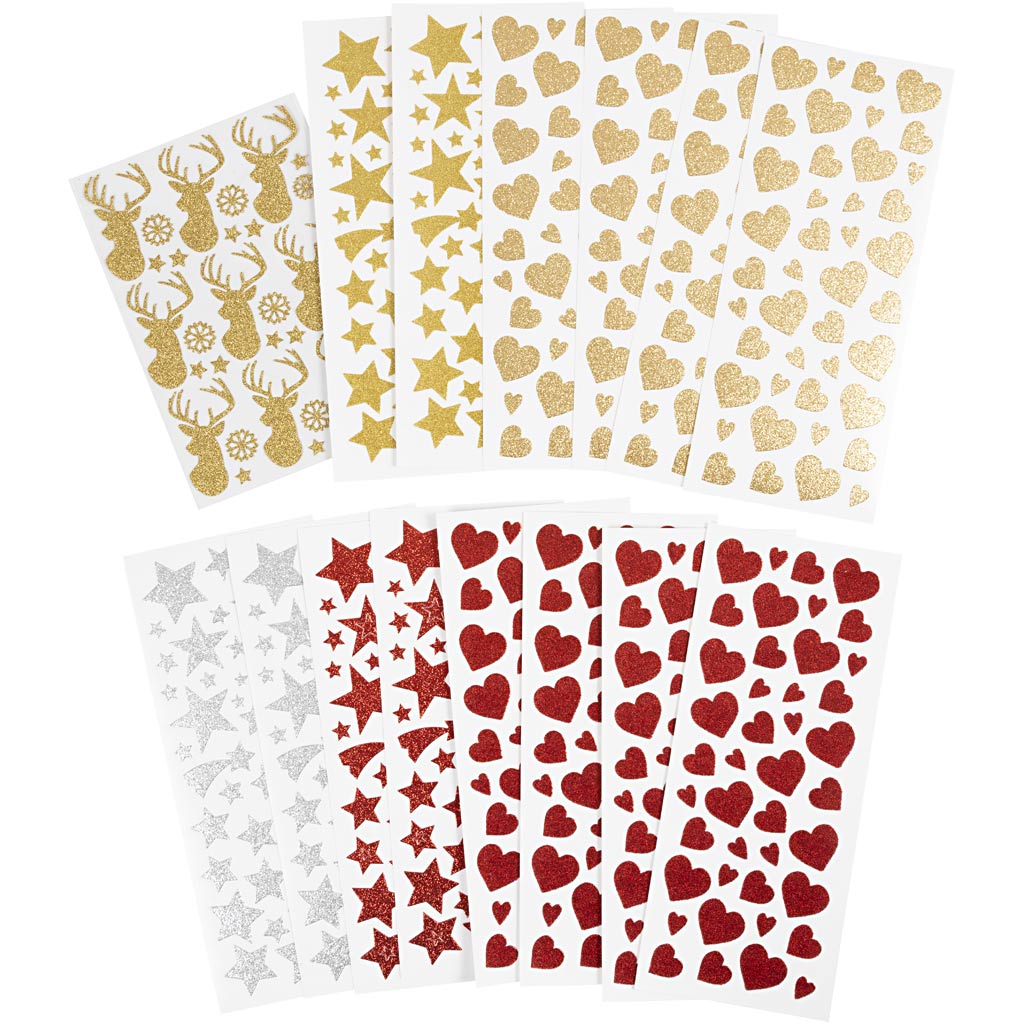 Creativ company glitterstickers, vel 10x24+12x18,5 cm, 8 vel 1 doos