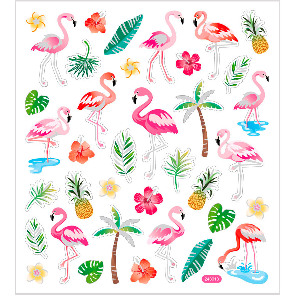 Creativ company stickers, flamingo, vel 15x16,5 cm, ca. 37 stuk, 1 vel