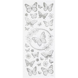 Creativ company stickers, vlinders, vel 10x24 cm, ca. 28 stuk, zilver, 1 vel
