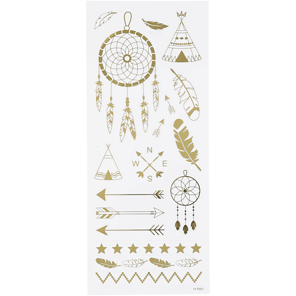 Creativ company stickers, indianen, vel 10x24 cm, ca. 17 stuk, goud, 1 vel