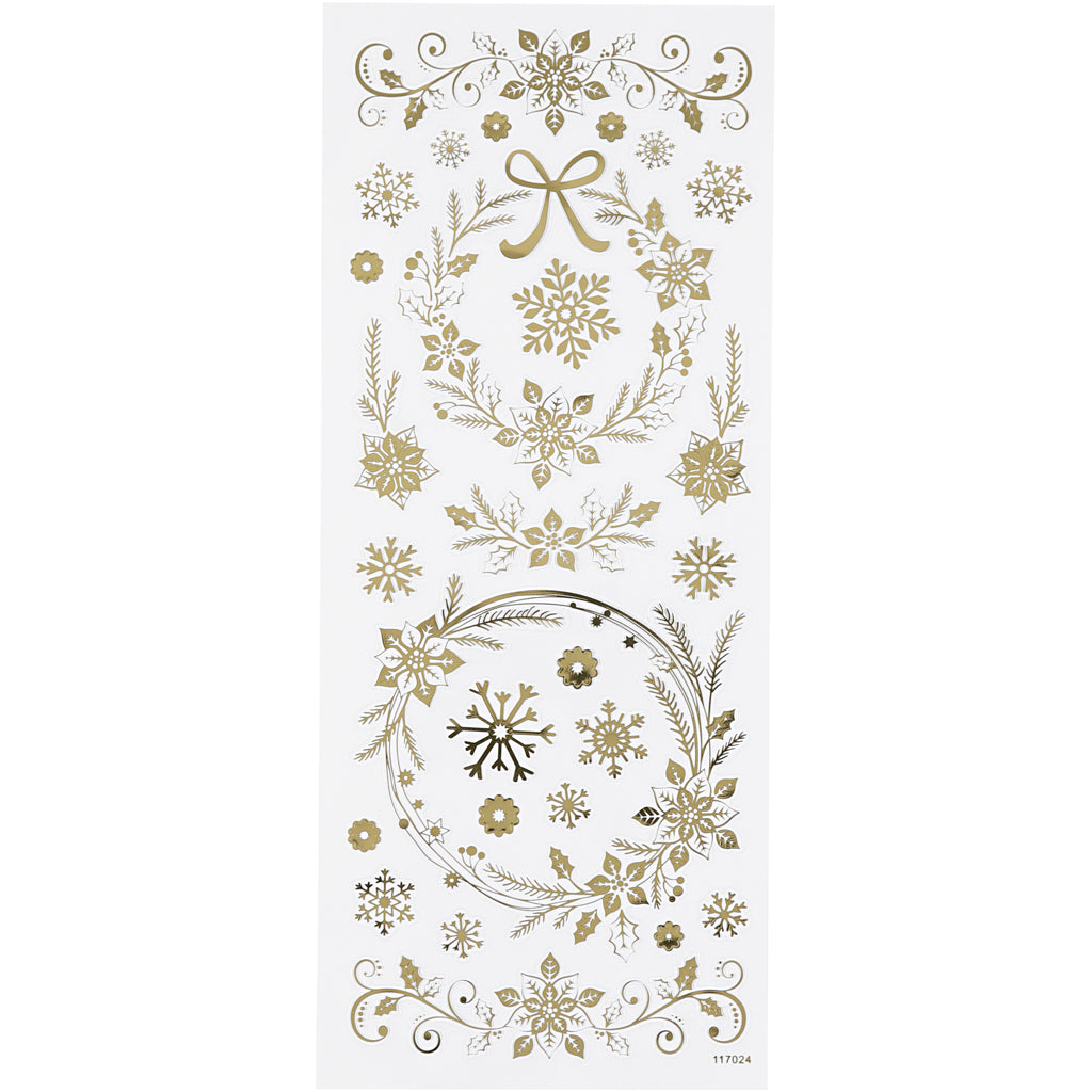 Creativ company stickers, kerst sterren, vel 10x24 cm, ca. 29 stuk, goud, 1 vel