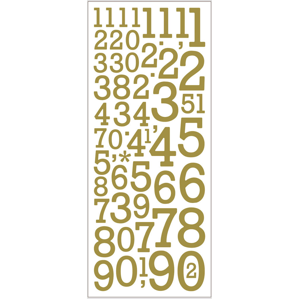 Creativ company glitterstickers, cijfers, vel 10x24 cm, goud, 2 vel 1 doos