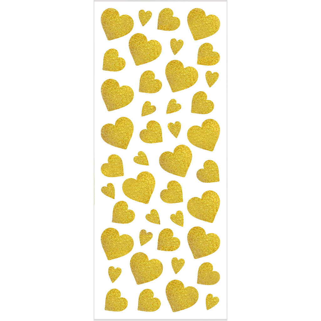 Creativ company glitterstickers, harten, vel 10x24 cm, ca. 84 stuk, goud, 2 vel 1 doos