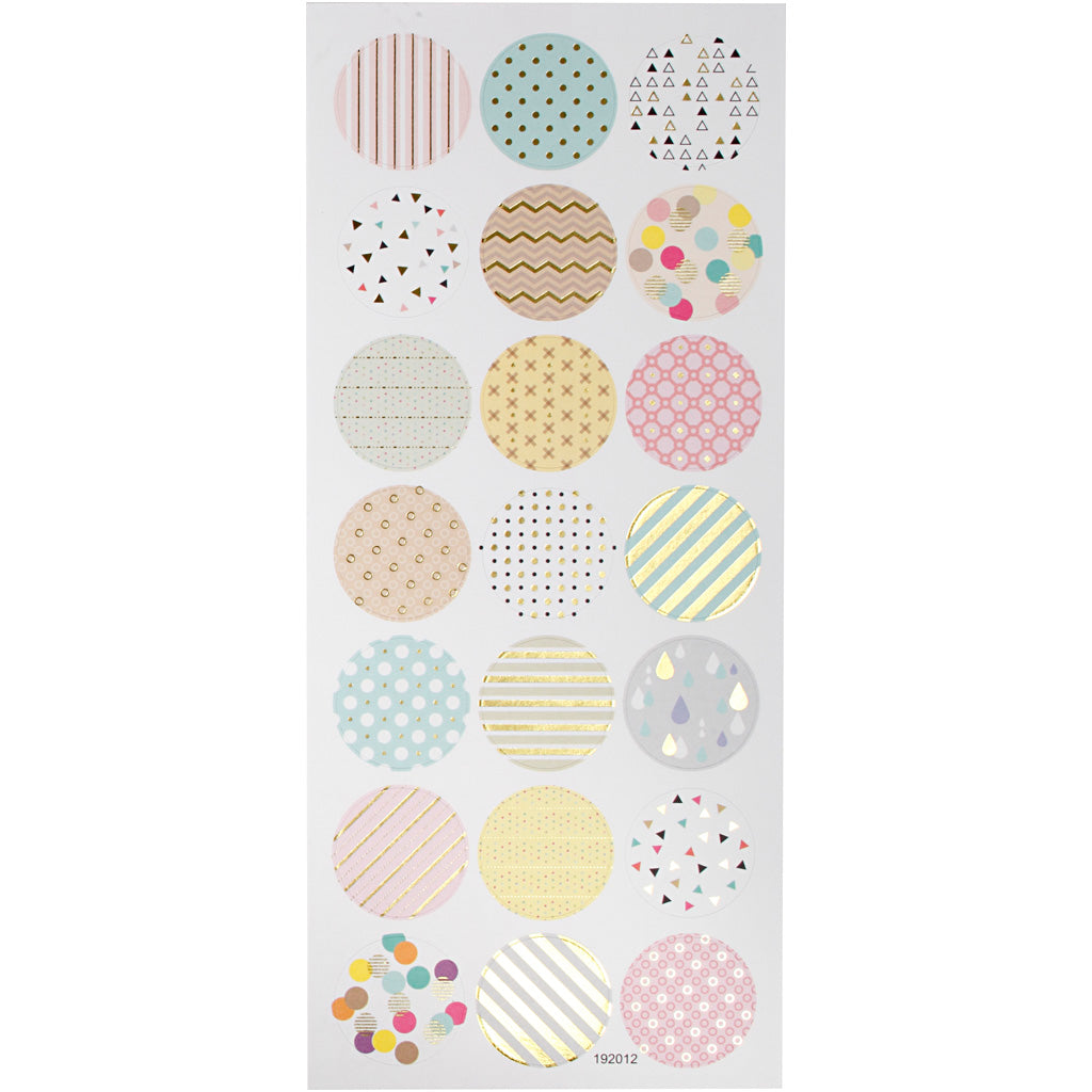 Creativ company stickers, pastels, vel 10x23 cm, ca. 21 stuk, 1 vel