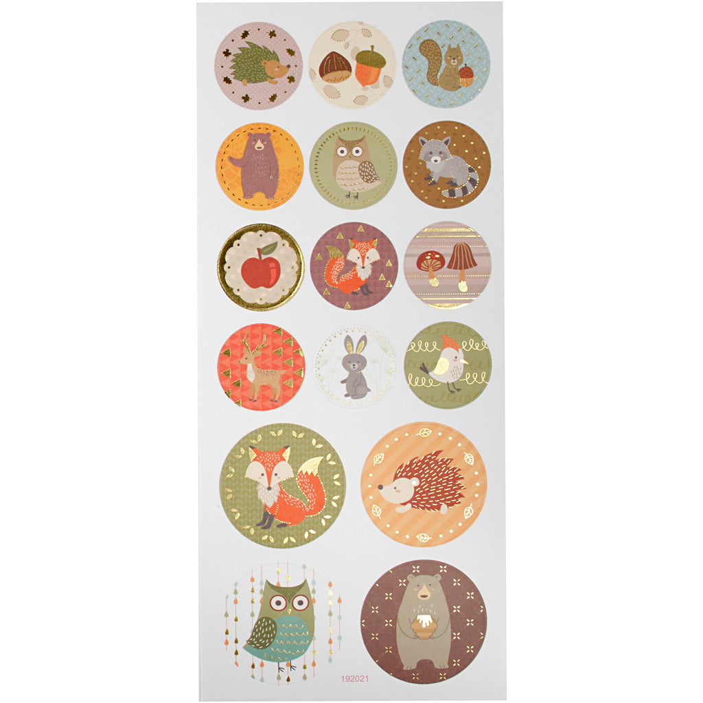 Creativ company stickers, bosdieren, vel 10x23 cm, ca. 16 stuk, 1 vel