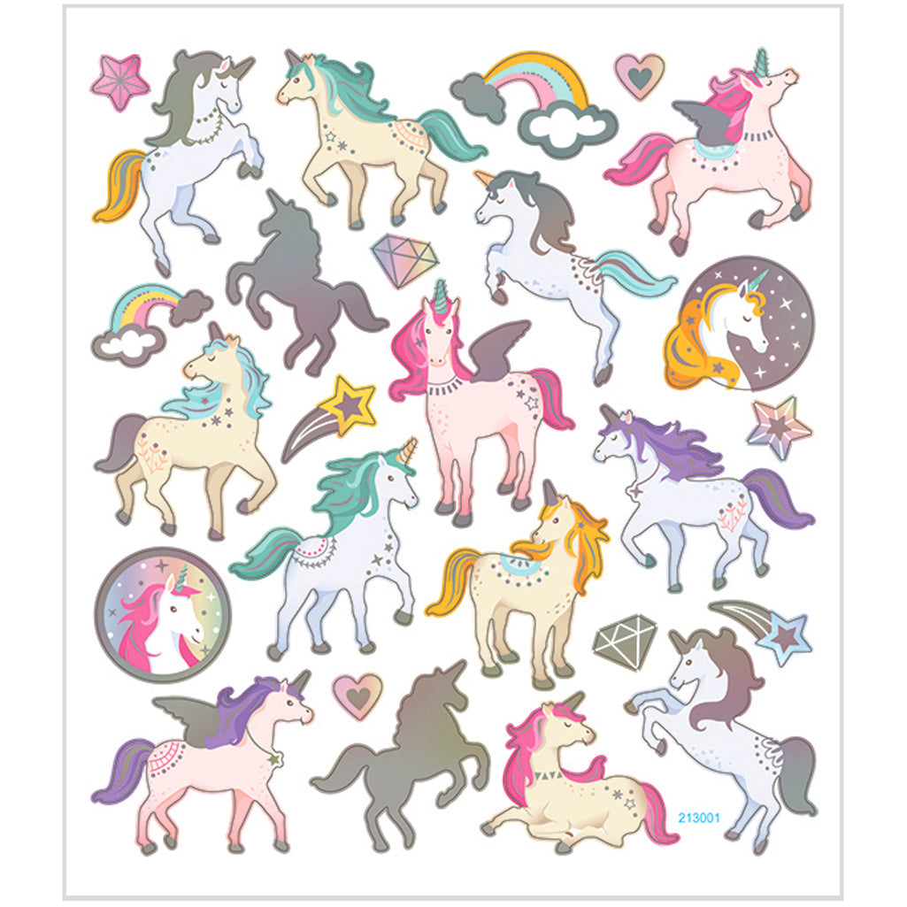 Creativ company stickers, unicorns, vel 15x16,5 cm, ca. 27 stuk, 1 vel