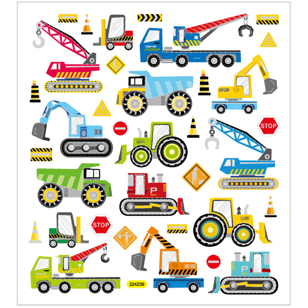 Creativ company stickers, bouwplaats voertuigen, vel 15x16,5 cm, ca. 36 stuk, 1 vel