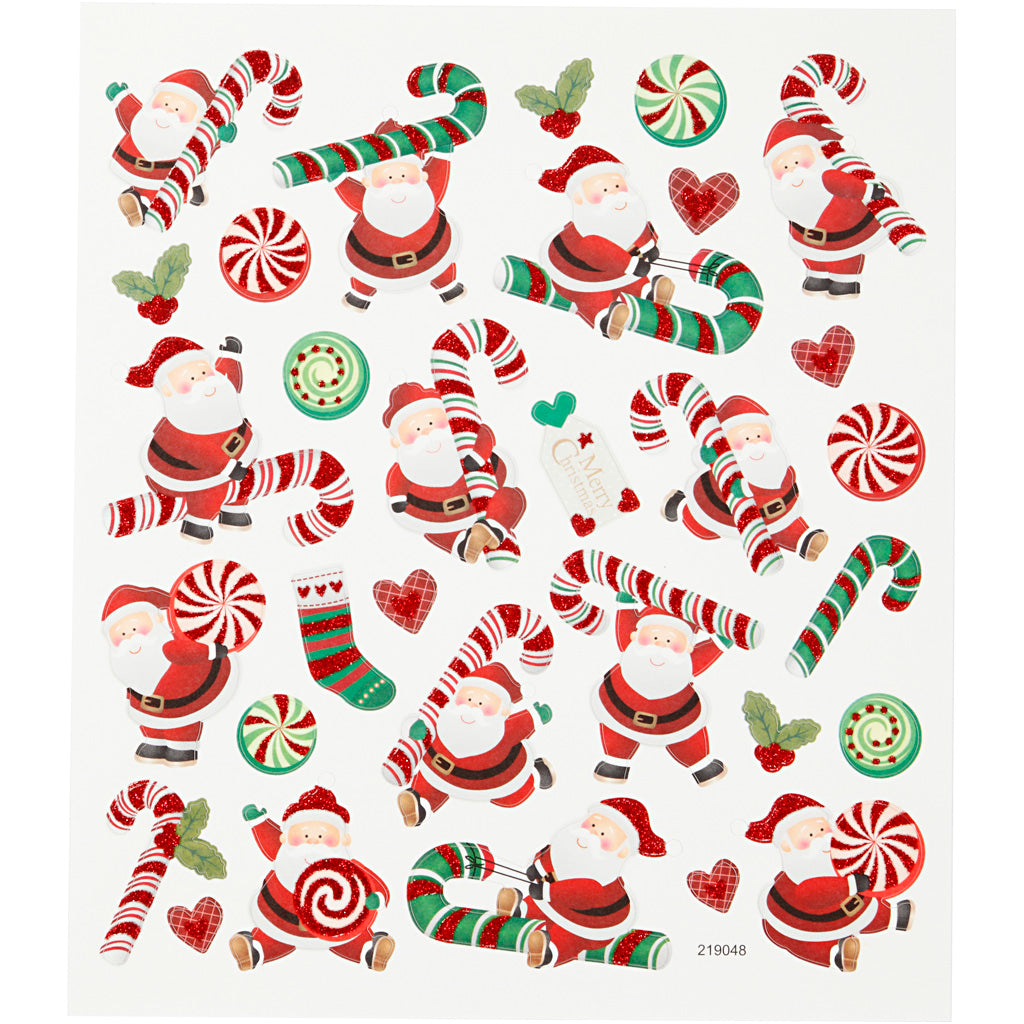 Creativ company stickers, kerstman met zuurstok, vel 15x16,5 cm, ca. 31 stuk, 1 vel
