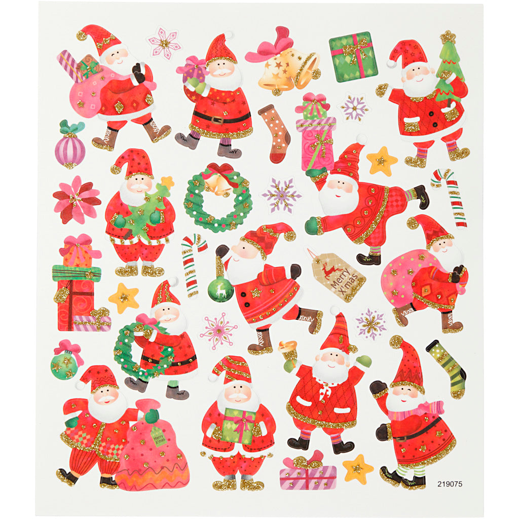 Creativ company stickers, vrolijke kerstman, vel 15x16,5 cm, ca. 33 stuk, 1 vel
