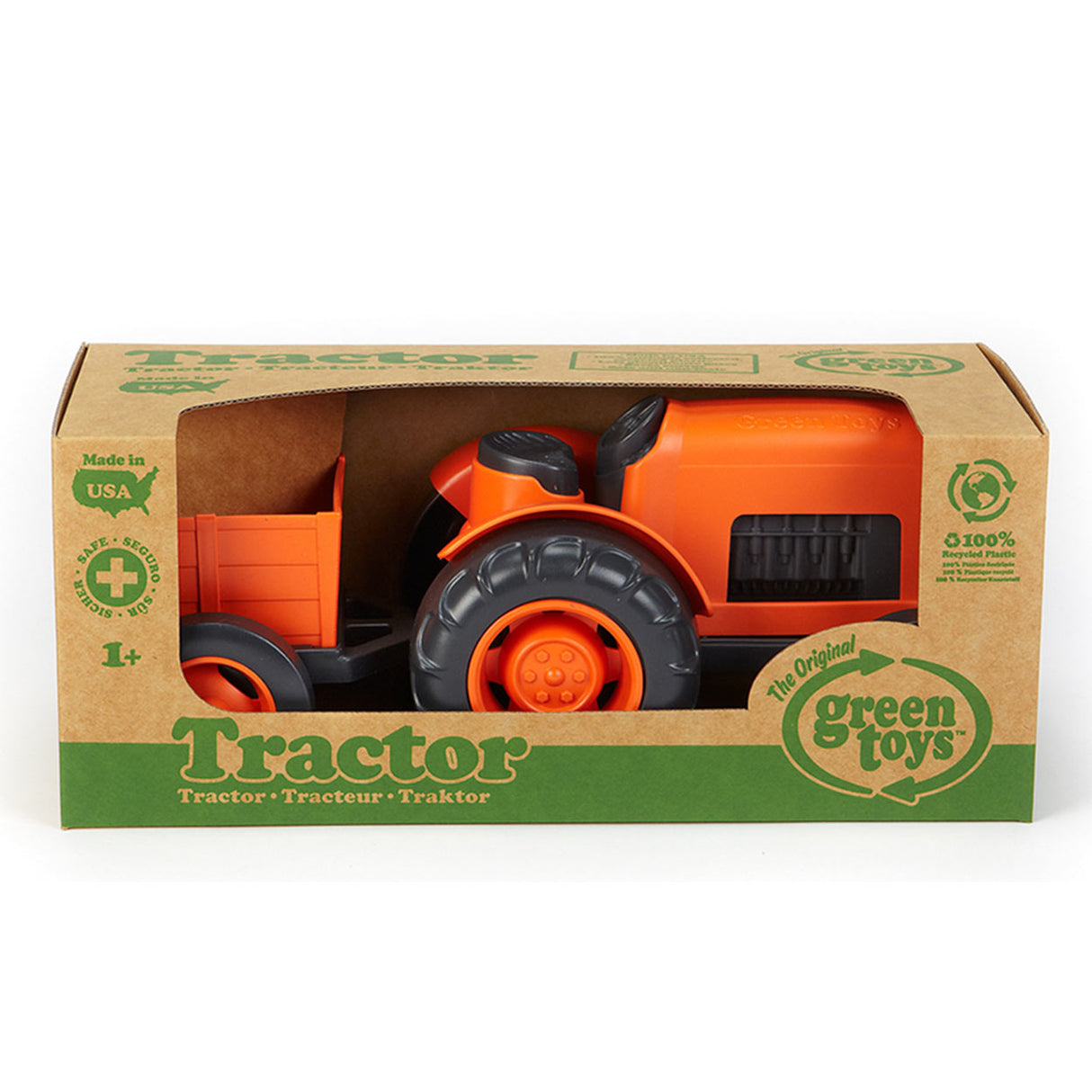Green Toys Tractor met aanhangwagen Oranje