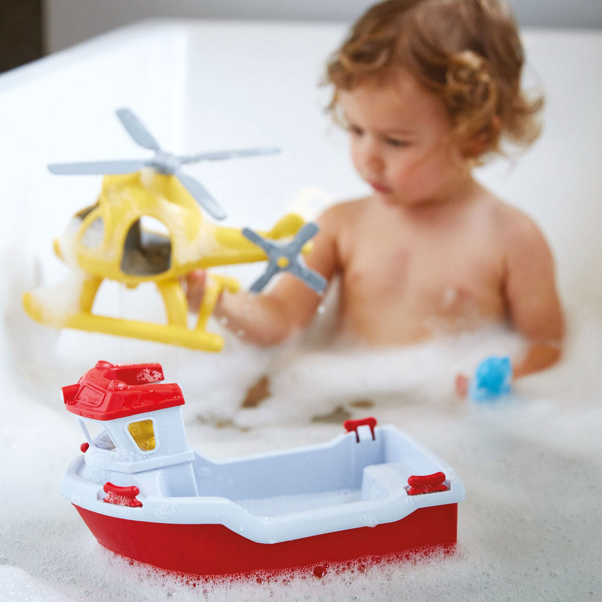 Green toys reddingsboot met helikopter