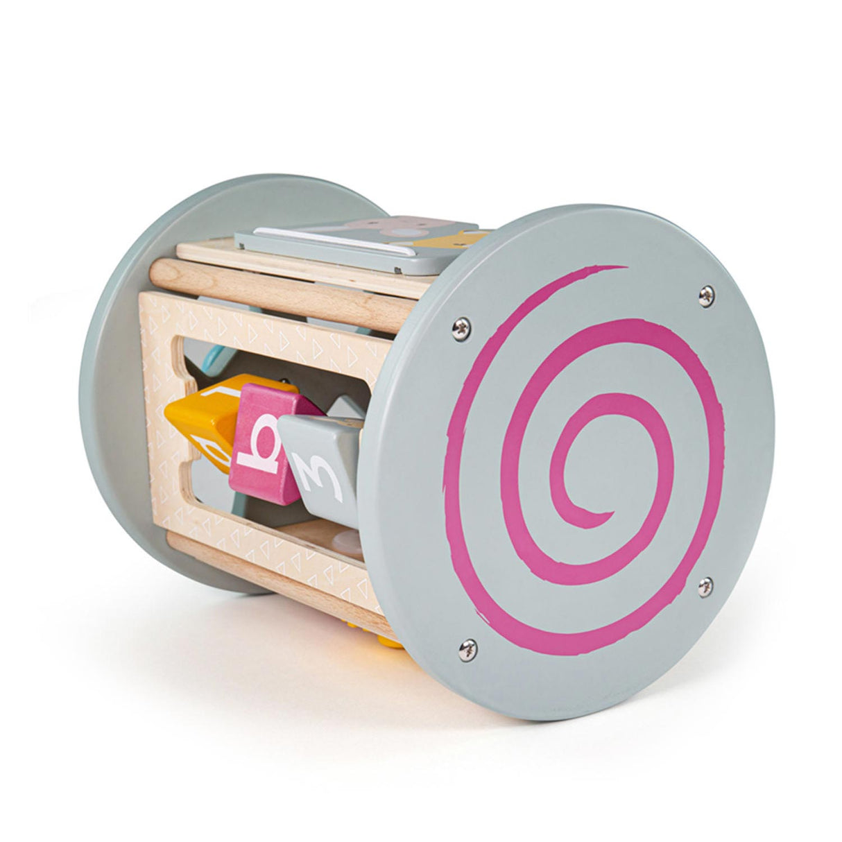 Bigjigs rollende activiteitenbox en vormenstoof van hout, 5dlg.