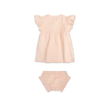 Sunset grid | oranje wit meisjes set strand - muslin