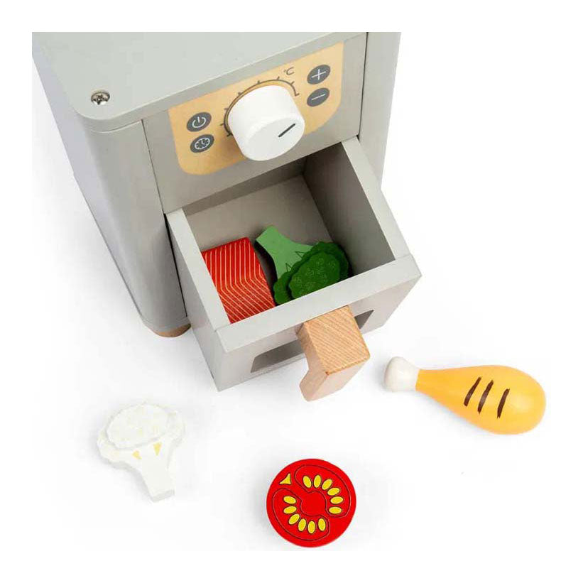 Bigjigs houten airfryer speelset, 5dlg.