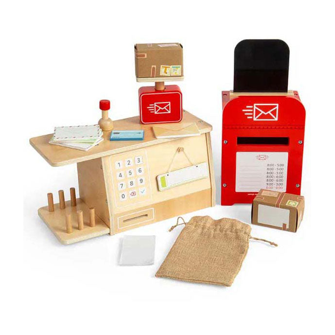 Bigjigs houten postkantoor speelset, 19dlg.