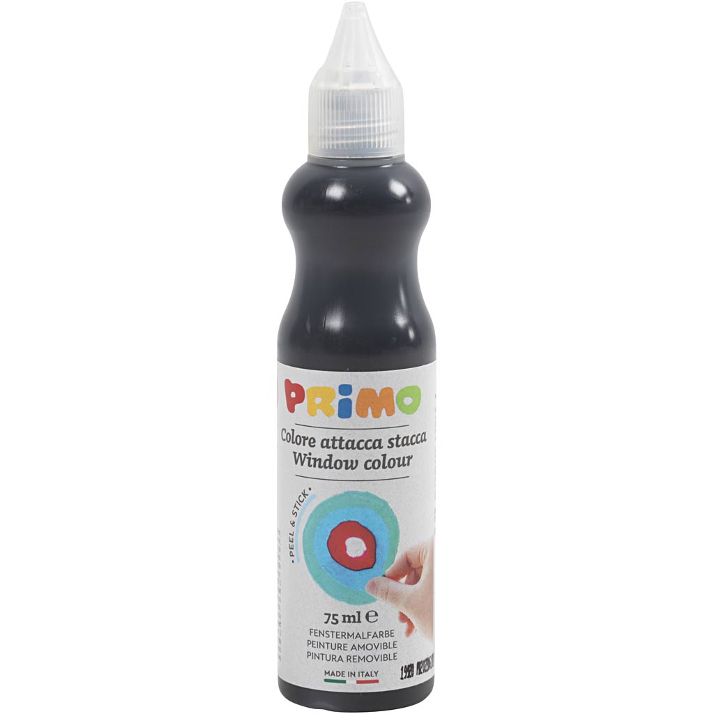 Primo raamverf, d: 3,2 cm, ca. 75 ml, zwart, 75 ml 1 fles